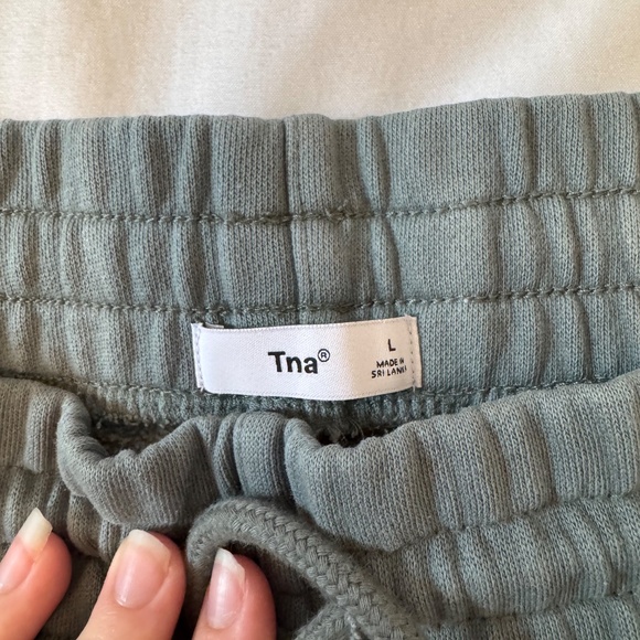 TNA Cozy Fleece Boyfriend Sweatpant in Green Tea - Picture 2 of 4